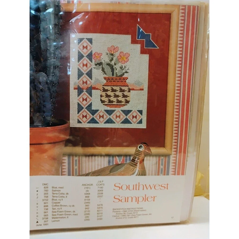 Vintage Cross Stitch Patterns Estate Binder Lot Southwest Native American Garden